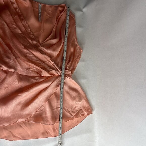 Melissa McCarthy Seven7 Blouse Top Size 1X Sleeveless V-Neck Satin Pink/ Peach - Picture 9 of 10